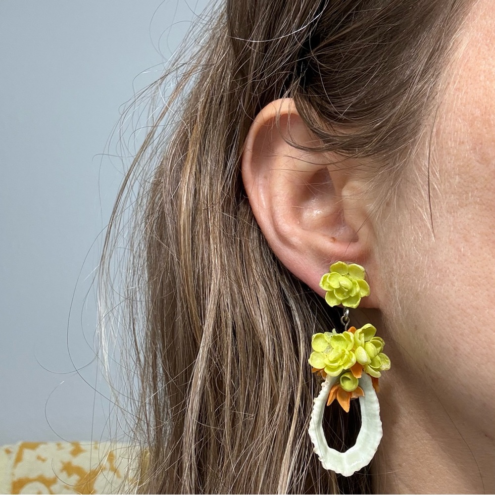 Vintage Floral Drop Earrings -